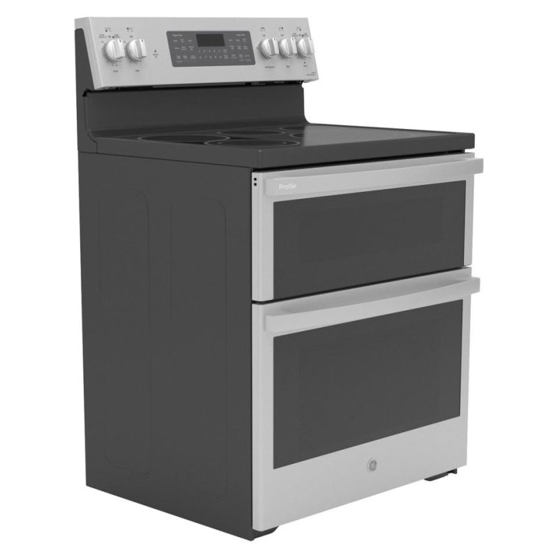 Electric Ranges |  GE Profile™ 30” Smart Free-Standing Electric Double Oven Convection Range with No Preheat Air Fry – PB965YPFS Stainless Steel Electric Ranges Electric Ranges