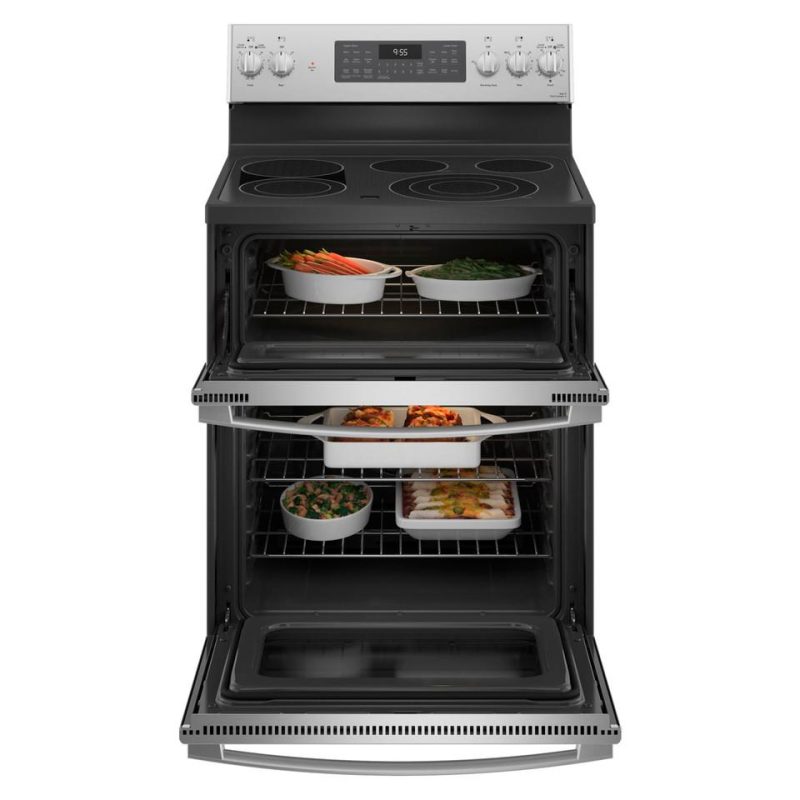 Electric Ranges |  GE Profile™ 30” Smart Free-Standing Electric Double Oven Convection Range with No Preheat Air Fry – PB965YPFS Stainless Steel Electric Ranges Electric Ranges