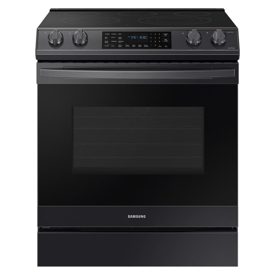 Electric Ranges |  Samsung 6.3 cu. ft. Front Control Slide-in Electric Range with Air Fry & Wi-Fi – NE63T8511SG Black Electric Ranges Black