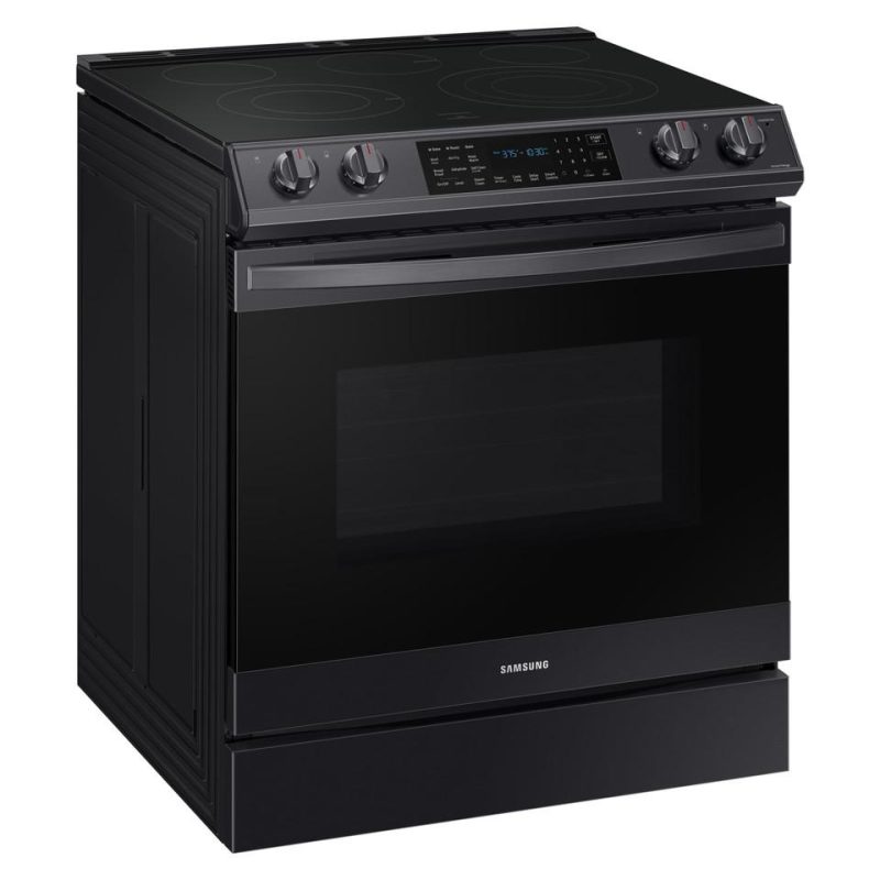 Electric Ranges |  Samsung 6.3 cu. ft. Front Control Slide-in Electric Range with Air Fry & Wi-Fi – NE63T8511SG Black Electric Ranges Black