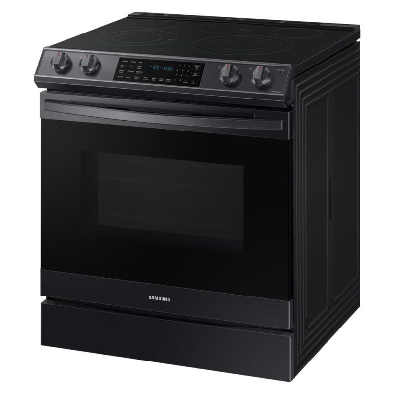 Electric Ranges |  Samsung 6.3 cu. ft. Front Control Slide-in Electric Range with Air Fry & Wi-Fi – NE63T8511SG Black Electric Ranges Black