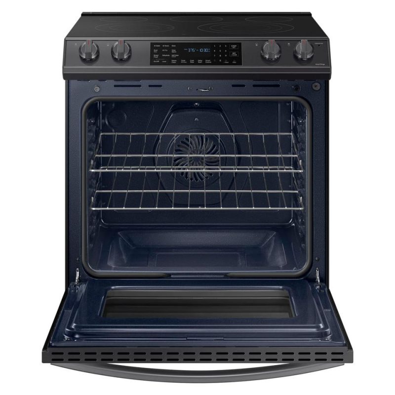 Electric Ranges |  Samsung 6.3 cu. ft. Front Control Slide-in Electric Range with Air Fry & Wi-Fi – NE63T8511SG Black Electric Ranges Black