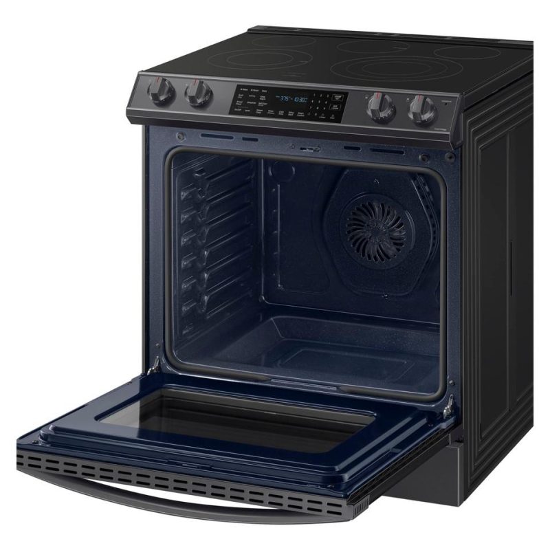 Electric Ranges |  Samsung 6.3 cu. ft. Front Control Slide-in Electric Range with Air Fry & Wi-Fi – NE63T8511SG Black Electric Ranges Black