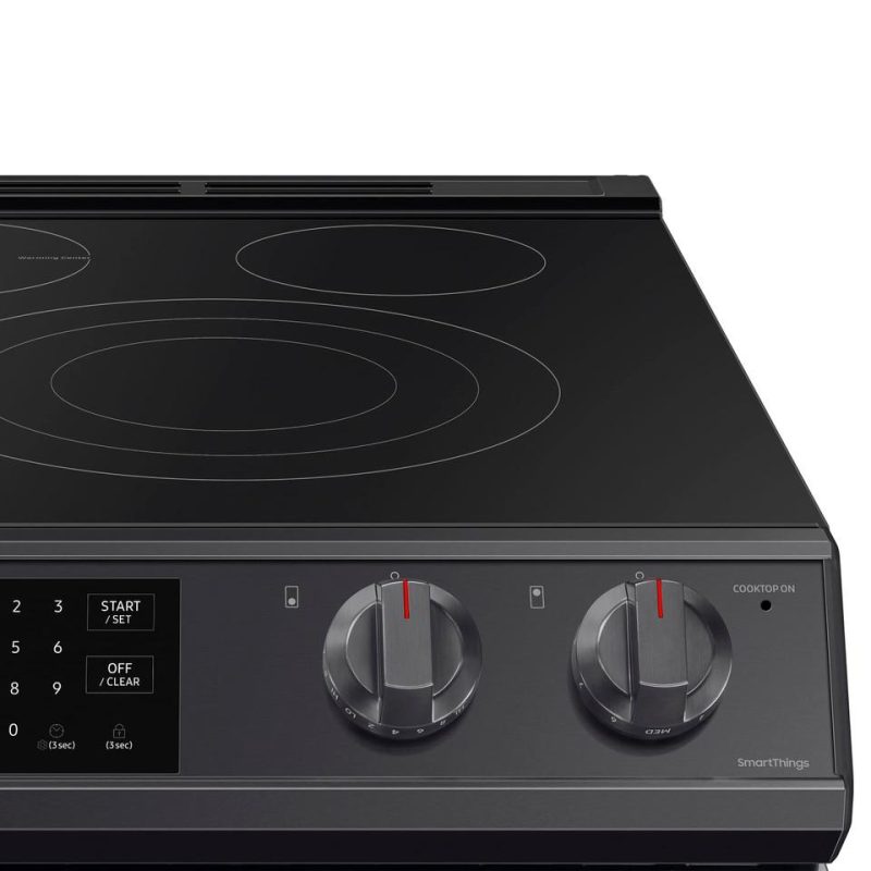 Electric Ranges |  Samsung 6.3 cu. ft. Front Control Slide-in Electric Range with Air Fry & Wi-Fi – NE63T8511SG Black Electric Ranges Black