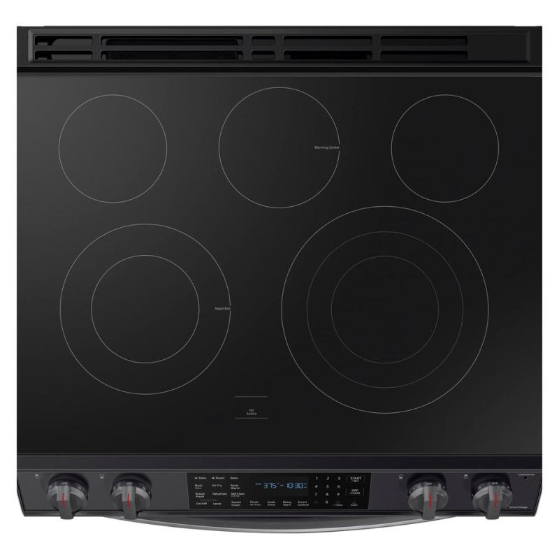 Electric Ranges |  Samsung 6.3 cu. ft. Front Control Slide-in Electric Range with Air Fry & Wi-Fi – NE63T8511SG Black Electric Ranges Black