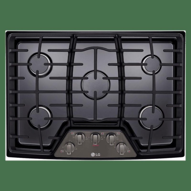 Gas |  LG 30” Gas Cooktop with SuperBoil™ in Black Stainless Steel – LCG3011BD Black Cooktops Black